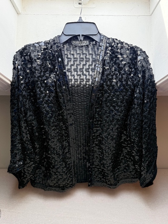 Toppettes Jackets & Blazers - Vintage 80s Toppettes Black Sequin Evening Party Jacket Cardigan